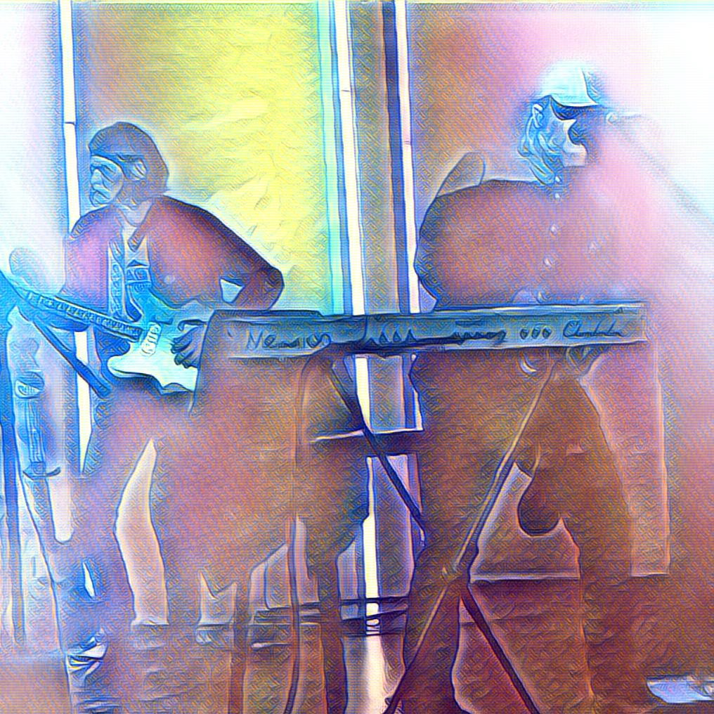 a heavily effected picture of a band
