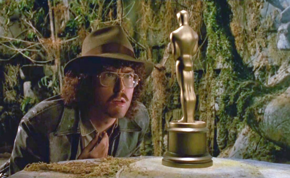 A still frame from the movie UHF showing Weird Al dressed as Indiana Jones