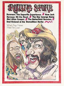 An illustrated cover of Rolling Stone Magazine from 1973, featuring Dr. Hook.