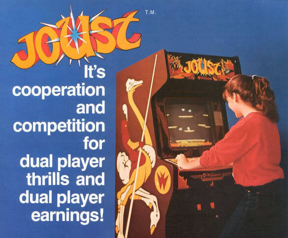 an advertisement to arcade houses for the Joust arcade game