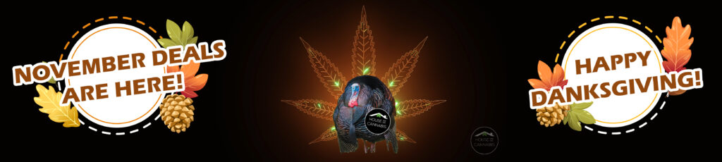 a banner image announcing November thanksgiving deals at house of cannabis